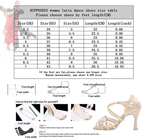 Kadınlar için HİPPOSEUS Latin Dans Ayakkabıları Salsa Performans Dans Ayakkabıları Yüksek Topuk, Model YC-L300