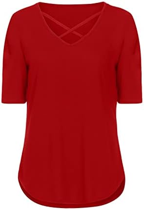 Bluz Genç Kızlar Kısa Kollu %2023 Pamuk V Boyun Wrap Flare Geniş Bacak Temel Bootcut Salonu Üst Gömlek Kadınlar için