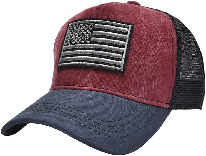 Amerikan Bayrağı Şapka Erkekler Kadınlar için, Örgü Nefes İşlemeli Baba Şapka, ABD Bayrağı Ayarlanabilir beyzbol şapkası,
