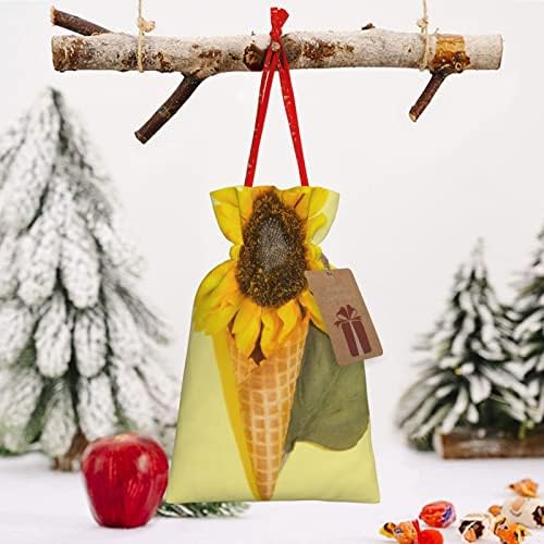 Drawstrıngs noel hediye keseleri Yaz-Ayçiçeği-Koni-Sarı Hediyeler Ambalaj Poşetleri Noel Hediye Paketleme Torbaları