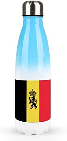 Belçika Bayrağı Rozeti 17oz Spor Su Şişesi Paslanmaz Çelik Vakum Yalıtımlı Kola Şekli Yeniden Kullanılabilir Spor
