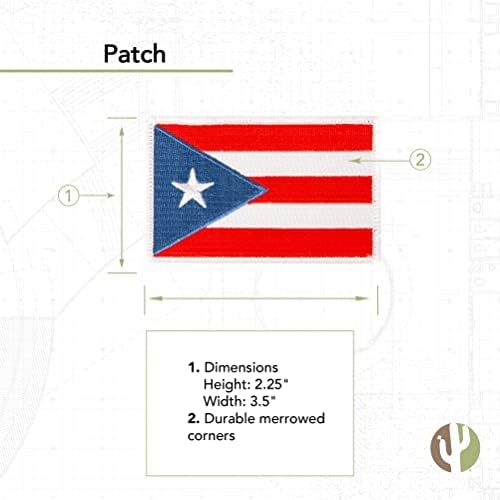 Porto Riko Bayrağı Yama Toplu 3.5 inç x 2.25 inç Devlet Demir On Sew İşlemeli Taktik Sırt Çantası Şapka Çanta (3-Pack