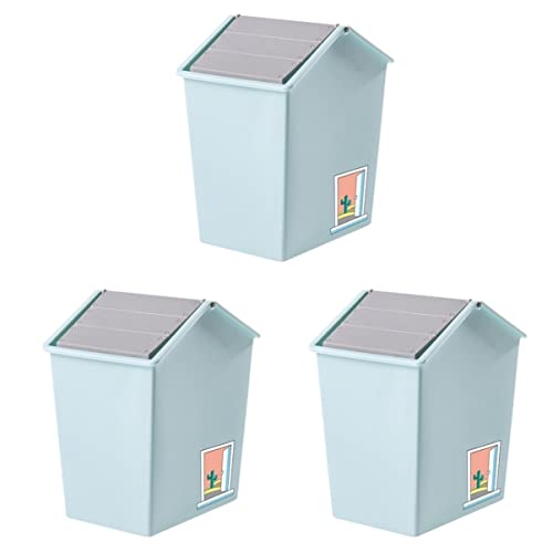 Cabilock Kutusu çöp kutuları 3 Adet Mini Masa Çöp tezgah çöp tenekesi Masa çöp kutusu Masaüstü Çöp Kapaklı Taşınabilir