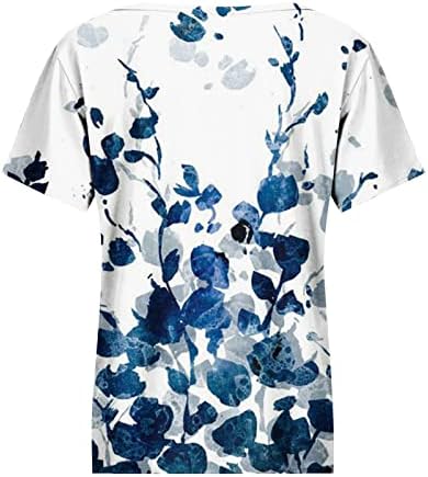T Shirt Kadınlar için Çiçek Baskı Artı Boyutu Yaz Üstleri Kısa Kollu Crewneck Bluzlar Sevimli Gevşek Fit Casual Temel