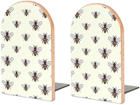 Arılar Ahşap Dekoratif Kitap Ayracı Kaymaz Kitap Sonu Raflar için 1 Çift 7X5 İnç