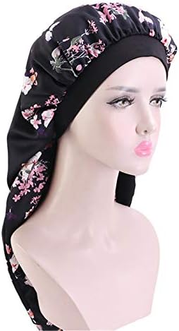 Elastik Geniş Kenar Uzun Saç Örgü Saç Şapka Saten Bonnet Uyku Kap İpeksi Saç Bakımı Bonnet Nightcap Kadınlar için