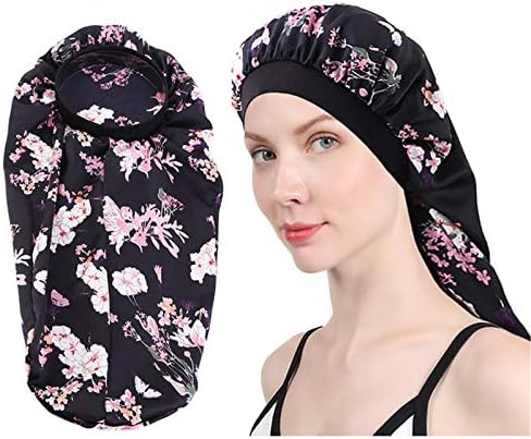 Elastik Geniş Kenar Uzun Saç Örgü Saç Şapka Saten Bonnet Uyku Kap İpeksi Saç Bakımı Bonnet Nightcap Kadınlar için