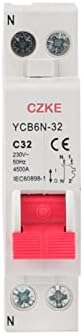BNEGUV MCB Minyatür devre kesici Faz Nötr devre kesici YCB6N-32 6 - 32A 1P + N Elektrik Anahtarı Ev Güvenliği (Renk: