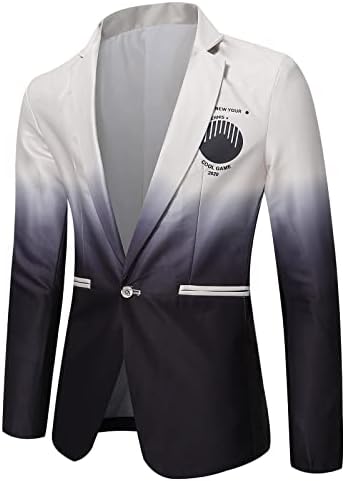 Erkek Casual Slim Fit Takım Elbise Ceket 1 Düğme Günlük Blazer Kişilik Kontrast Renkler İş Spor Ceket Tops