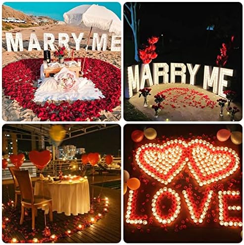 Romantik Süslemeler Özel Gece, 24 Adet LED Romantik Mum ile 2000 Adet Yapay Gül Yaprakları, Romantik Gece Yatak Odası