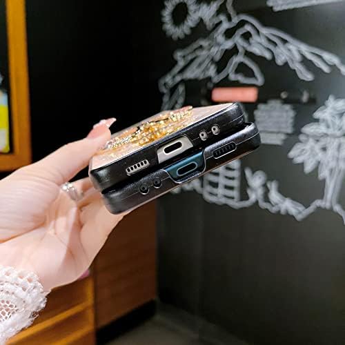 Omio Kickstand ile Samsung Galaxy Z Flip 4 Kılıf için Tasarlanmış, sevimli Sparkle Glitter Elmas 3D Kelebek Tasarım