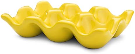 Flexzion Seramik 6 Bardak Yumurta Tepsisi-Yarım Düzine Porselen Yumurta Tutucu Konteyner Kaleci Depolama Organizatör
