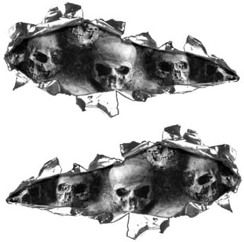 Weston İşaretleri Gri Kafataslı Yırtık/Yırtık Metal Görünümlü Çıkartmalar