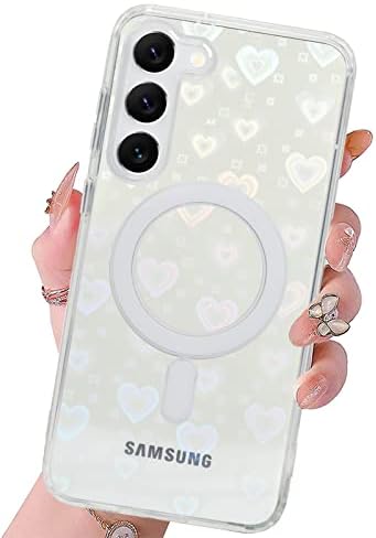 LSL Manyetik Kılıf Samsung Galaxy S23 Ultra Kılıf [MagSafe ile Uyumlu] Kadınlar Kızlar için Şeffaf Estetik Glitter