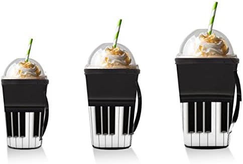 Piyano Tuşları Müzik Kullanımlık Buzlu Kahve Kollu Kolu Neopren kupa kılıfı Soda, Latte, Çay, İçecekler, Bira (Büyük