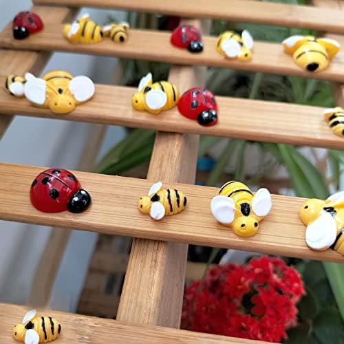 50 adet reçine arı süsleri de dahil olmak üzere 100 adet küçük reçine arı uğur böceği DIY el sanatları çelenk partisi
