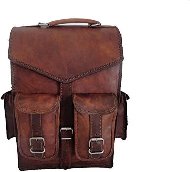 DHK 15 Kahverengi Vintage Deri Sırt Çantası Dizüstü askılı çanta Sırt Çantası Sling Erkekler Kadınlar için