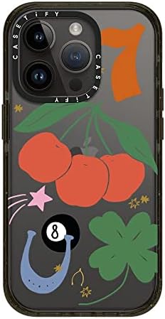 Casetify Impact iPhone 14 Pro Kılıfı [4X Askeri Sınıf Düşme Testi / 8,2 ft Düşme Koruması] - Şanslı-Parlak Siyah