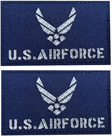 2 Paket Mavi Yansıtıcı ABD Hava Kuvvetleri Kanatları Bayrak Yama Giysi Şapka Yama Takım Askeri Yama Kanca ve Döngü