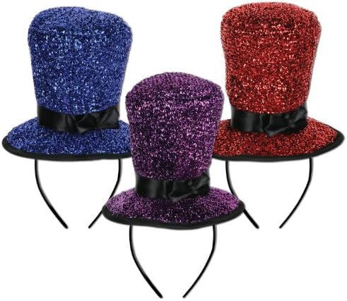 Beistle Köpüklü Kumaş silindir şapka saç bandı Yeni Yıl Arifesi Parti Malzemeleri Kostüm Aksesuarı, Bir Boyut, Mavi