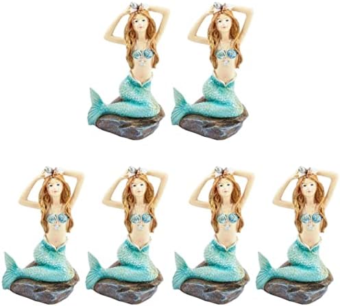 YARNOW 6 pcs Aksesuarları Kız Mermaid Hediyeler Modeli Heykeli Gümrükleme Bahçe için Dekor Simüle Oturma Süs Deniz