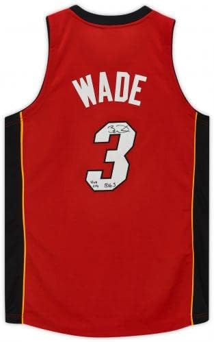 Dwyane Wade Miami Heat İmzalı Kırmızı Mitchell & Ness Vice City ve The Big 3 Yazılı Otantik Forma - İmzalı NBA Formaları