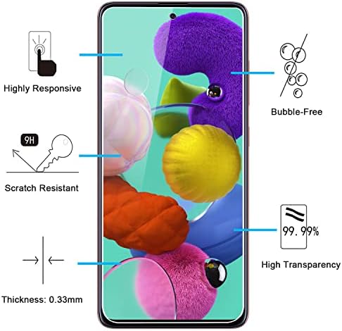 NEW'C [3 Paket] Samsung Galaxy için Tasarlanmış A51 Ekran Koruyucu Temperli Cam, kasa Dostu Ultra Dayanıklı