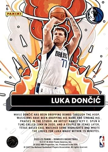 Luka Doncic 2022 2023 Donruss Bomba İmha Ekibi Serisi Mint, Onu Beyaz Dallas Mavericks Formasıyla Resmeden 6 numaralı