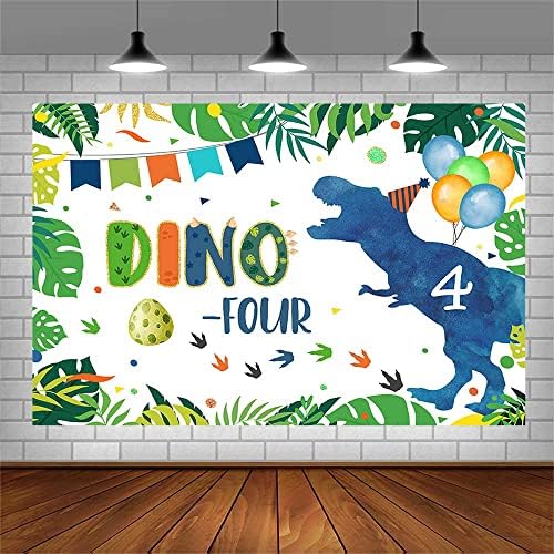 AIBIIN 7x5ft Dino Dört Doğum Günü Backdrop Çocuk Dinozor Kükreme ben 4 Mutlu 4th Doğum Günü Partisi Süslemeleri Orman