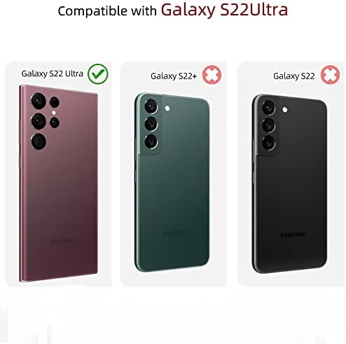 TwoHead Samsung Galaxy S22 Ultra Cüzdan Kılıfı, Kartlıklı ve Fermuarlı S22 Ultra Çok Fonksiyonlu Telefon Kılıfı, Galaxy