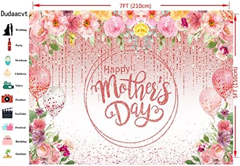 Dudaacvt 7x5FT Mutlu Anneler Günü Zemin anneler Günü Pembe Çiçek Fon anneler Günü Partisi Dekorasyon Afiş D666