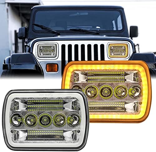 MAYELLO 7x6 5x7 Led Farlar H6054 H5054 6052 6053 DOT Onaylı Hi/Düşük mühürlü ışın Beyaz/Amber Halo ile Uyumlu Jeep