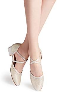 HXYOO Kapalı Ayak Düşük Topuk Glitter Balo Salonu Dans Ayakkabıları Kadın Salsa Latin Düğün Parti 1 1/2“ Topuk S11-1
