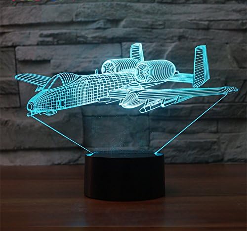 MOLLY HİESON 3D savaş uçağı avcı gece lambası USB dokunmatik anahtarı dekor masa masa optik Illusion lambaları 7 renk