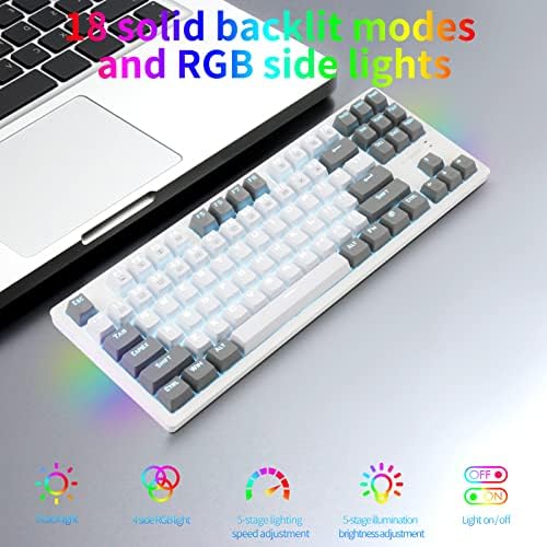 E-YOOSO 60 % Mekanik Klavye, TKL Oyun Kablolu Klavye ile 87 Tuşları Kompakt Düz Renk Arkadan Aydınlatmalı ve RGB Sidelight