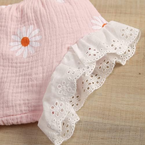 MOMKER Bebek Kız Kıyafetler Eşleşen Bantlar Yenidoğan Bebek Bebek Kız Yaz Kolsuz Dantel Çiçek Bodysuit