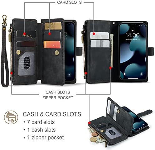 Asuwish Telefon Kılıfı için iPhone 13 Pro 6.1 inç Cüzdan Kapak ve Temperli Cam Ekran Koruyucu Deri Flip Kredi Kartı