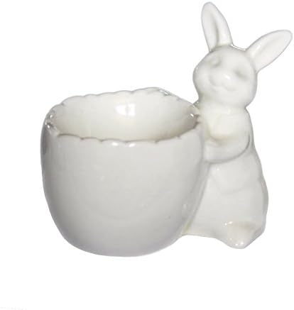 Paskalya tavşanı Porselen yumurtalık, 2 Set Vintage Beyaz Tavşan Seramik Yumurta Tutucular Paskalya Süslemeleri Bahar