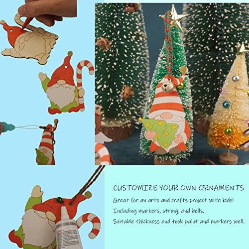 60-Pack Bitmemiş Ahşap Kesikler Kiti Noel Ahşap Gnome Süsler DIY Ahşap Gnome Süsler Dilimleri, 12 Tasarımlar Noel