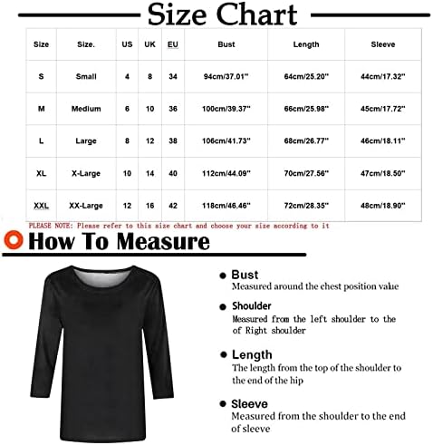 SMİDOW Bayan Moda Geo Grafik 3/4 Kollu Üstleri 2023 Yaz Gevşek Casual Ekip Boyun t-Shirt Kazak Bluz Moda