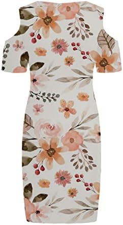 Soğuk tek omuzlu elbise Kadınlar için Vintage Çiçekli Baskı T Shirt Elbise Casual U Boyun Tunik Elbise Boho Gevşek