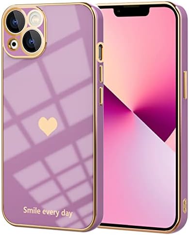 Tksafy Uyumlu iPhone 13 Kılıf, Temizle Sevimli Glitter Lazer Holografik Aşk Kalp Desen Tasarım Kadınlar Kızlar için,