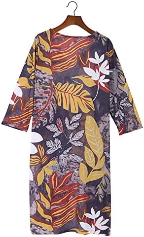 uikmnh Bayan Düz Yarım Kollu Maxi Elbise Esneklik Japon Muz Ağacı Yaprakları Dirsek Kollu yazlık t Shirt Elbiseler