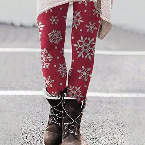 Noel Tayt Spor pantolon Kadınlar için Tereyağlı Yumuşak Tayt Yoga Pantolon Sıska Baskılı Joggers Noel Tatil Pantolon