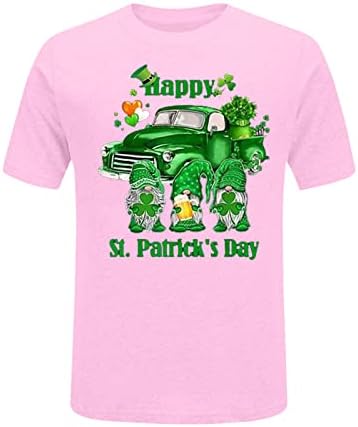 Aziz patrick Günü Yonca Baskı Gömlek Bayan Sevimli Grafik Gömlek Crewneck Kısa Kollu Bluz Tops Eşleşen Grubu