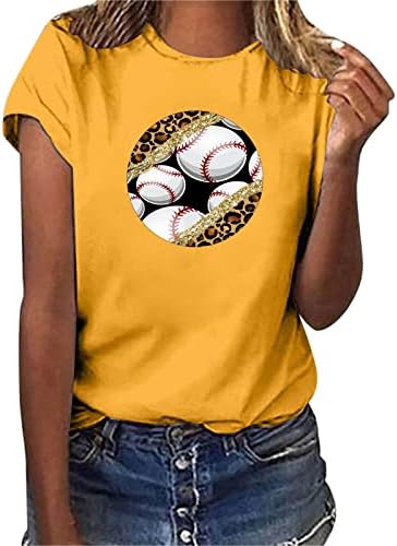 Bayanlar Beyzbol Yaz Üstleri 2023 Yenilik Beyzbol Grafik Baskı Kısa Kollu T Shirt Casual Crewneck Tunikler