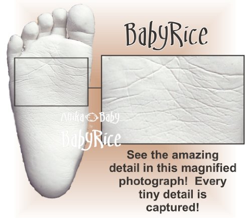 BabyRice Büyük Bebek Döküm Kiti (ikizler için harika!), 14.5x8.5 Rustik Çam Çerçeve, Krem montajlı, Bronz metalik