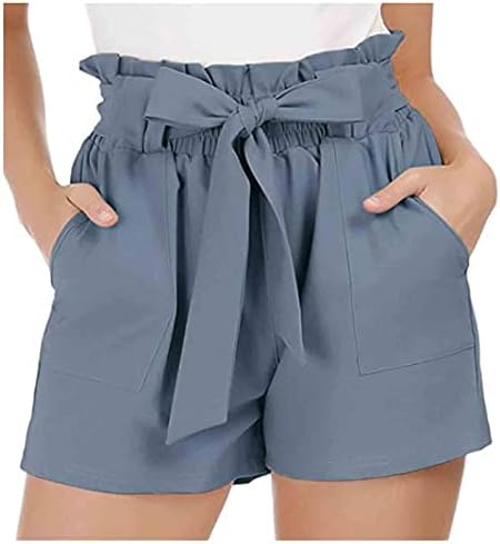 Kadınlar için rahat Şort İpli Elastik Bel Rahat Geniş Bacak Yüksek Belli Kısa Cepli Pantolon Moda Giyim 2023