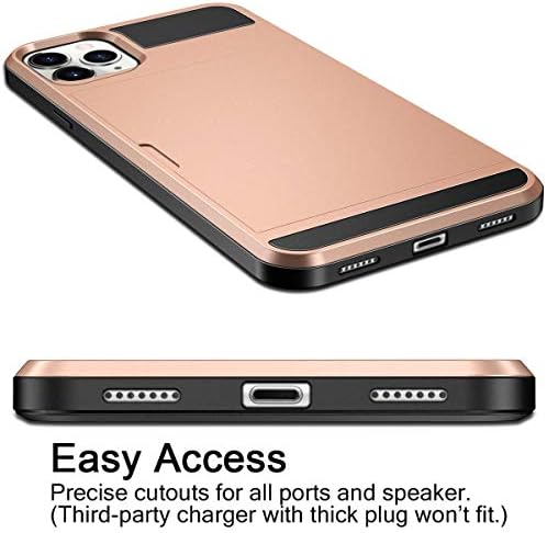 Vofolen iPhone için kılıf 11 Pro Max Kılıf Cüzdan kredi kartı tutucu Yuvası Sürgülü Kapı Gizli Cep Çift Katmanlı Hibrid