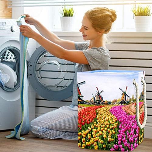 Inhomer Çiçek Tarlaları ve Fırıldak 300D Oxford PVC Su Geçirmez Giysiler Sepet Büyük çamaşır sepeti Battaniye Giyim